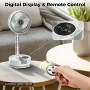 20000mAh Battery Operated Foldable Fan Rechargeable Standing Fan 112Hrs Work Remote Control&Colorful Light Oscillating Table Fan